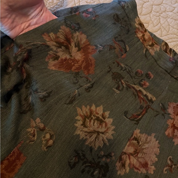 VTG 90s Dark Academia Taupe Burgundy Rose Floral Maxi Skirt By Koret, Size S-M - Picture 8 of 14